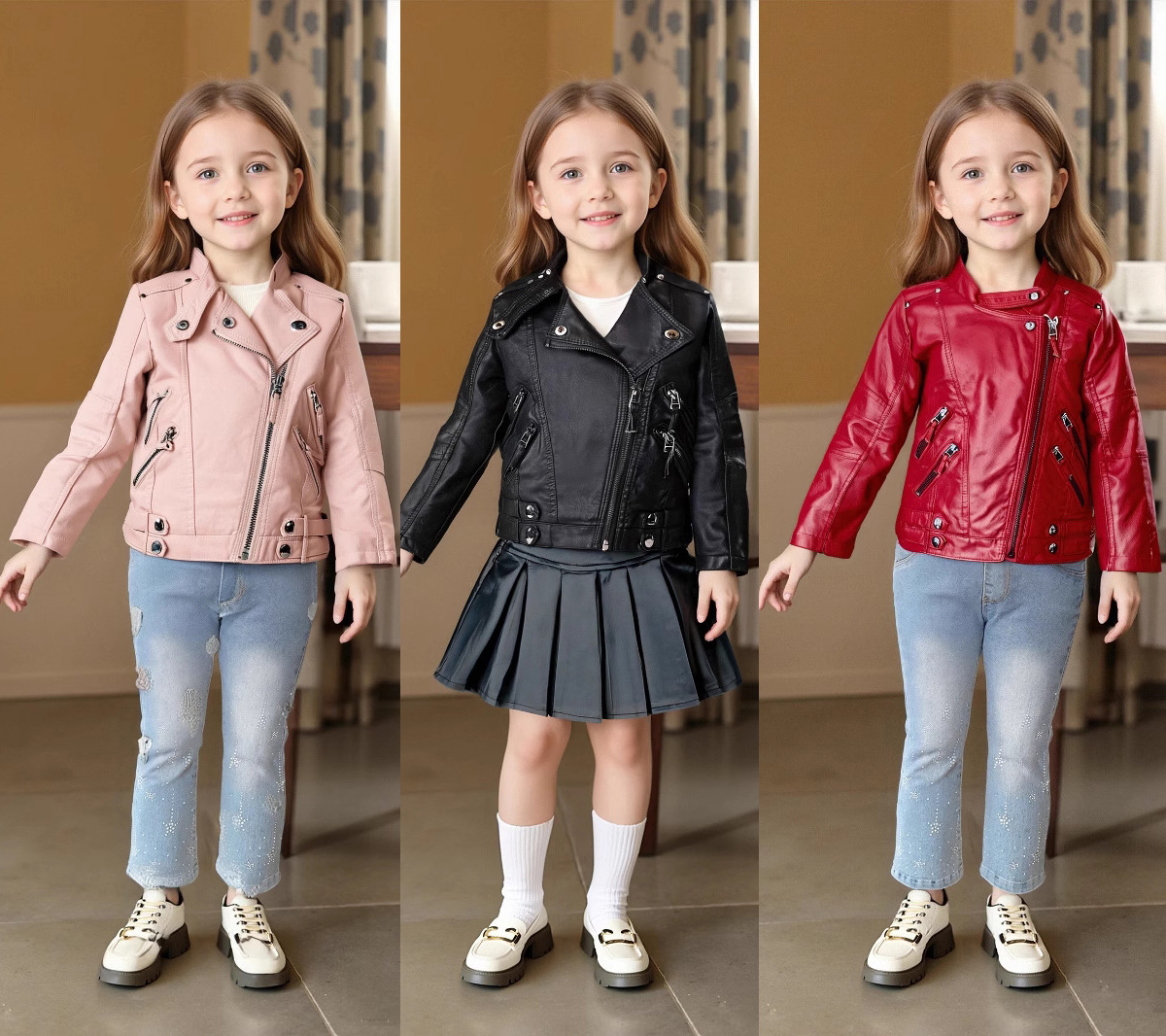 Streetwear Brand Red - 2-12Y Mädchen Weihnachten Rosa Rot Motorrad
