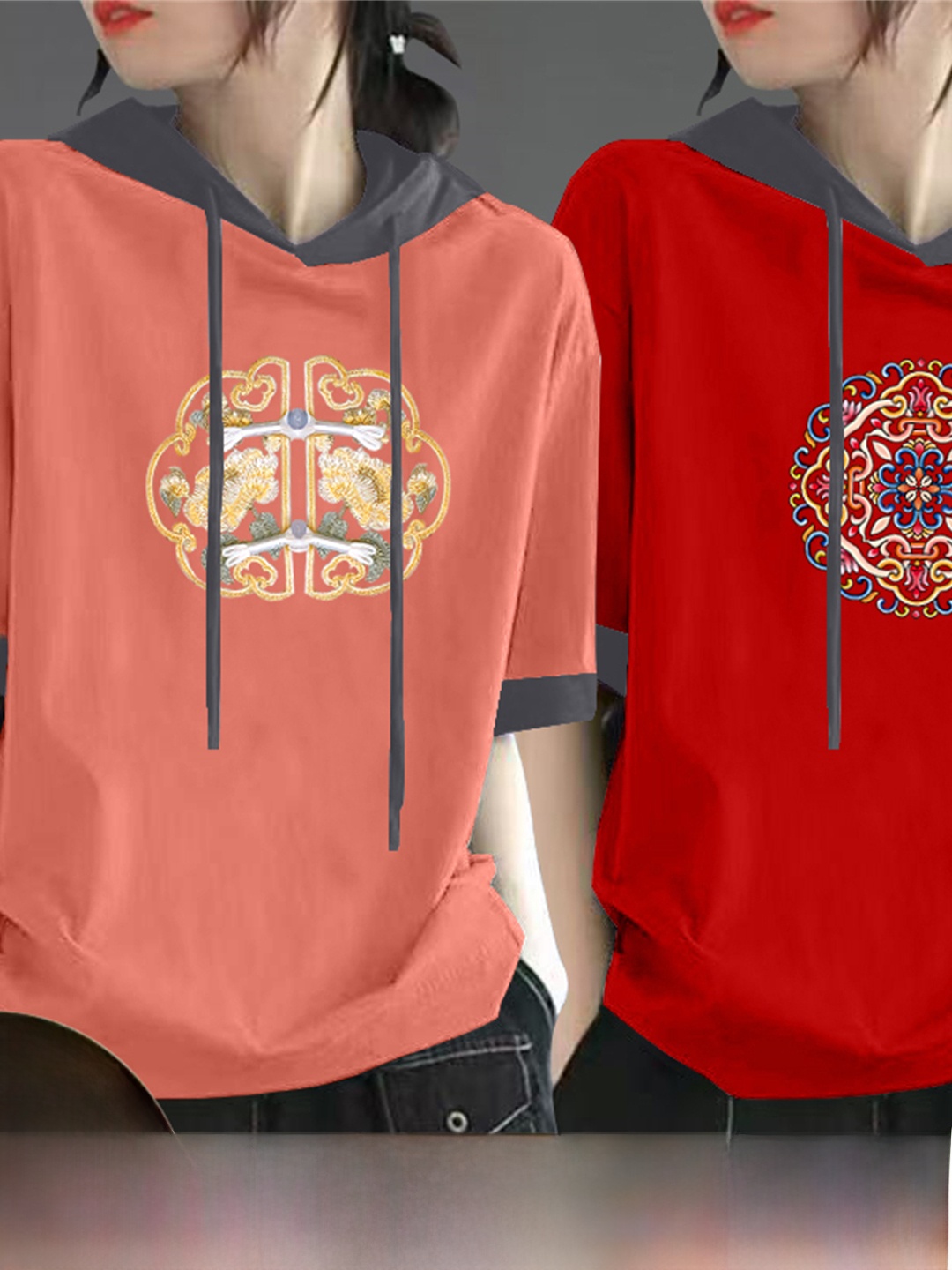 Rotes Reines Baumwoll-Kurzarm- – Streetwear Brand Red Bewertung und Preis